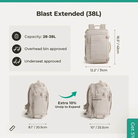 BAGSMART Blast Travel Backpack - Picture 4 of 11